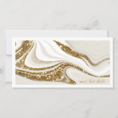 Abstracte Glitter Strata Wedding Ivory ID903 Save The Date (Voorkant)
