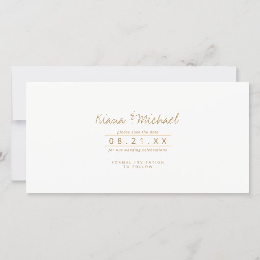 Abstracte Glitter Strata Wedding Ivory ID903 Save The Date (Achterkant)
