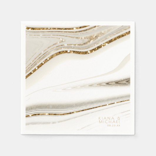 Abstracte Glitter Strata Wedding Ivory ID903 Servet (Voorkant)