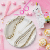 Abstracte Glitter Strata Wedding Ivory Stone ID903 Papieren Bordje (Feest)