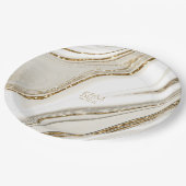 Abstracte Glitter Strata Wedding Ivory Stone ID903 Papieren Bordje (Gekanteld)