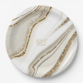 Abstracte Glitter Strata Wedding Ivory Stone ID903 Papieren Bordje (Voorkant)