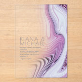 Abstracte Glitter Strata Wedding Lila ID903 Acryl Uitnodigingen (Voorkant)
