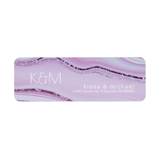 Abstracte Glitter Strata Wedding Lila ID903 Etiket (Voorkant)