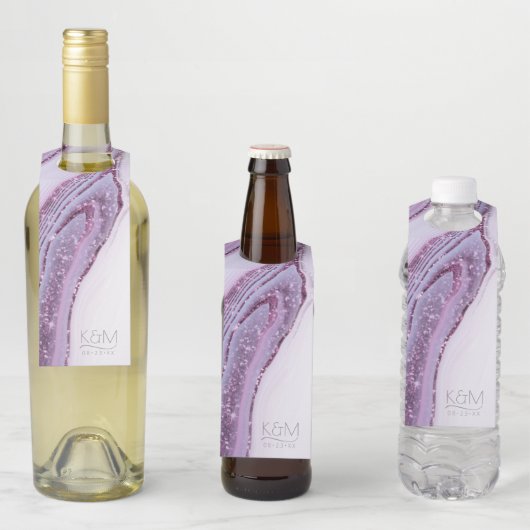 Abstracte Glitter Strata Wedding Lila ID903 Flessenhanger (In situ)