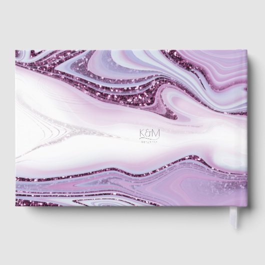 Abstracte Glitter Strata Wedding Lila ID903 Gastenboek (Achterkant)