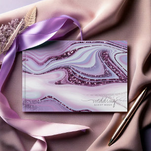 Abstracte Glitter Strata Wedding Lila ID903 Gastenboek