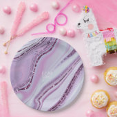 Abstracte Glitter Strata Wedding Lila ID903 Papieren Bordje (Feest)