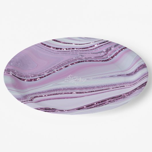 Abstracte Glitter Strata Wedding Lila ID903 Papieren Bordje (Gekanteld)