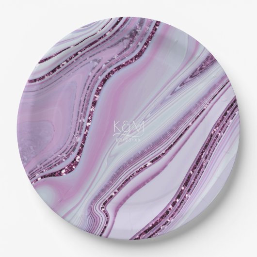 Abstracte Glitter Strata Wedding Lila ID903 Papieren Bordje (Voorkant)