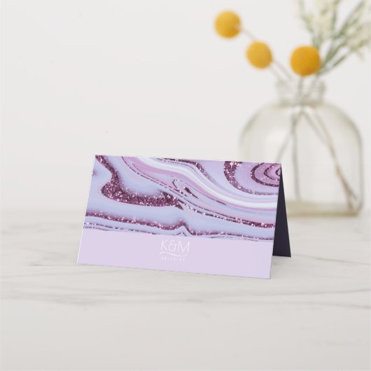 Abstracte Glitter Strata Wedding Lila ID903 Plaatskaartje (Achterkant)