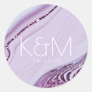 Abstracte Glitter Strata Wedding Lila ID903 Ronde Sticker