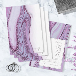 Abstracte Glitter Strata Wedding Lila ID903 RSVP Kaartje