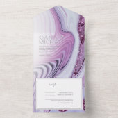 Abstracte Glitter Strata Wedding Lila/Whte ID903 All In One Uitnodiging (Binnen)