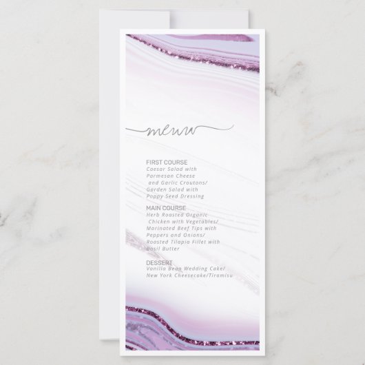 Abstracte Glitter Strata Wedding Menu 2 Lila ID903 (Achterkant)