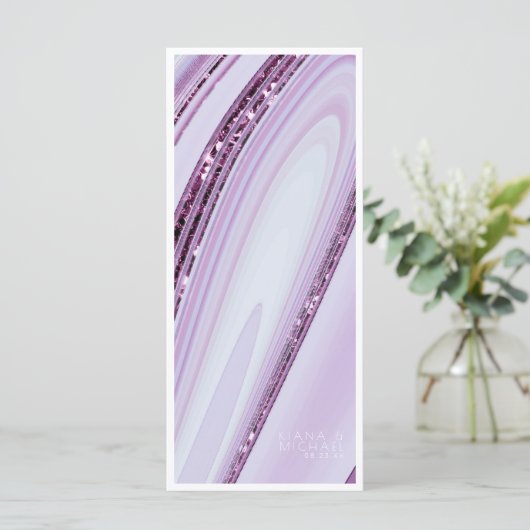 Abstracte Glitter Strata Wedding Menu 2 Lila ID903 (Staand voorkant)
