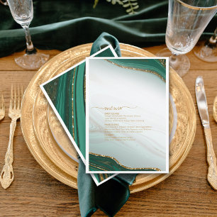 Abstracte Glitter Strata Wedding Menu Green ID903