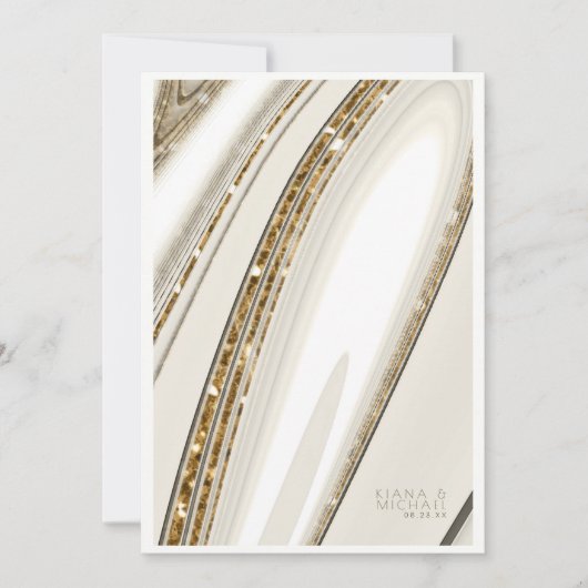 Abstracte Glitter Strata Wedding Menu Ivory ID903 (Voorkant)