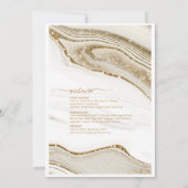 Abstracte Glitter Strata Wedding Menu Ivory ID903 (Achterkant)