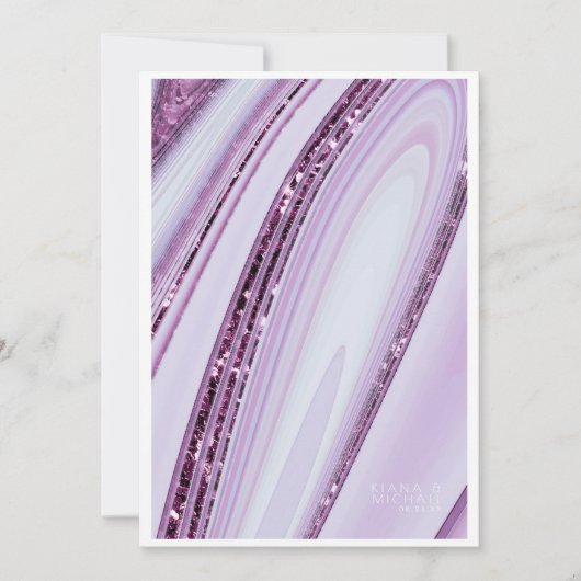 Abstracte Glitter Strata Wedding Menu Lila/W ID903 (Voorkant)