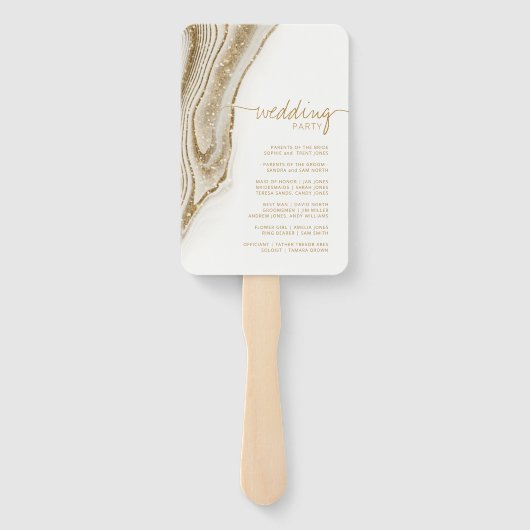 Abstracte Glitter Strata Wedding Party Ivory ID903 Handwaaier (Achterkant)