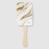 Abstracte Glitter Strata Wedding Party Ivory ID903 Handwaaier (Voorkant)