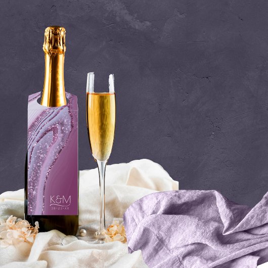 Abstracte Glitter Strata Wedding Plum ID903 Flessenhanger