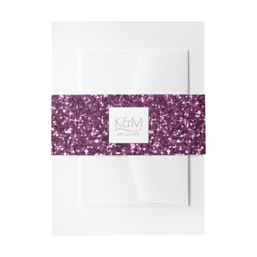 Abstracte Glitter Strata Wedding Plum ID903 Uitnodigingen Wikkel (Voorkant Voorbeeld)