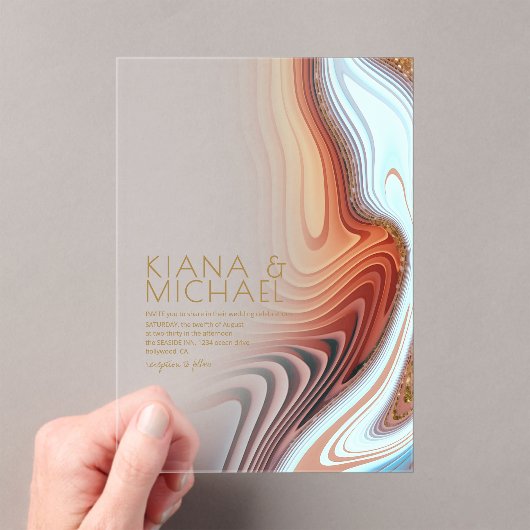 Abstracte Glitter Strata Wedding SW ID903 Acryl Uitnodigingen (Insitu (Draagbaar))