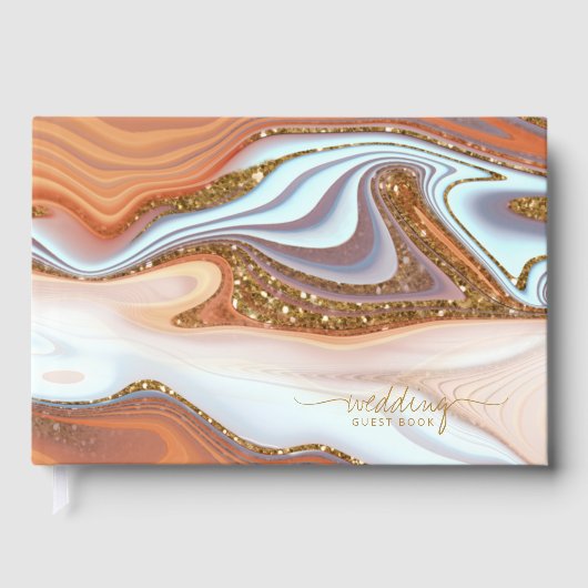 Abstracte Glitter Strata Wedding SW ID903 Gastenboek (Voorkant)