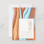 Abstracte Glitter Strata Wedding SW ID903 RSVP Kaartje (Achterkant)