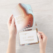 Abstracte Glitter Strata Wedding SW Wht ID903 All In One Uitnodiging (Afscheurbaar)