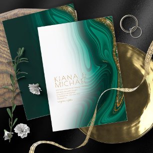 Abstracte Glitter Strata Wedding Wht Green ID903 Kaart