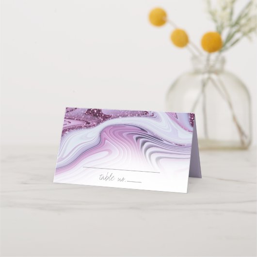 Abstracte Glitter Strata Wedding Wht Lila ID903 Plaatskaartje (Voorkant)