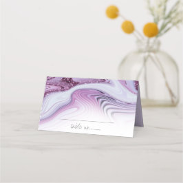 Abstracte Glitter Strata Wedding Wht Lila ID903 Plaatskaartje