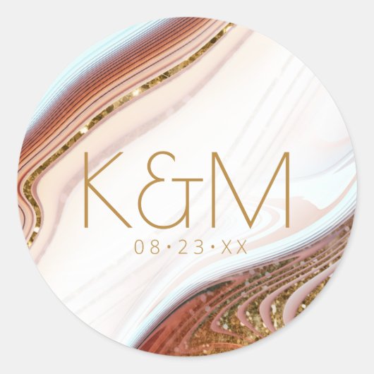 Abstracte Glitter Strata Wedding Wht SW ID903 Ronde Sticker (Voorkant)