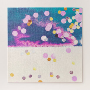Abstracte glitterachtige blauwe Waterverf spatten Legpuzzel