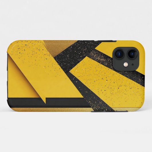 Abstracte Glitterende Geel en Zwart Geometrische Case-Mate iPhone Case (Achterkant (horizontaal))