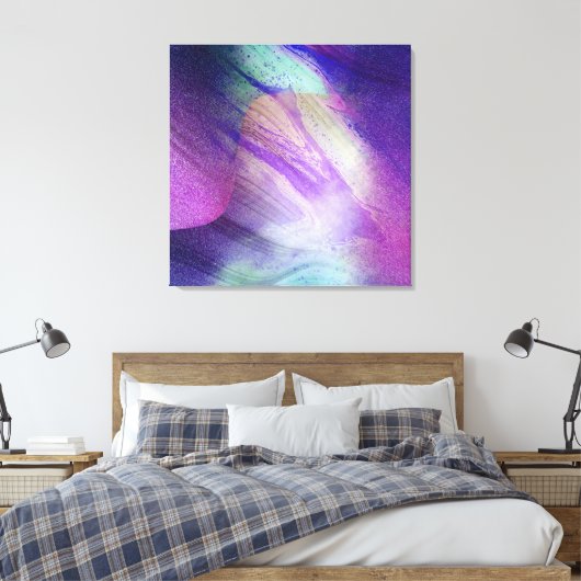 Abstracte Glittering Liquid Pour Paint Neon Magent Canvas Afdruk (Insitu (Slaapkamer))