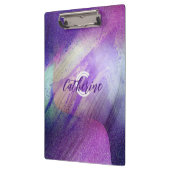 Abstracte Glittering Neon Magenta Naam en Monogram Klembord (Links)