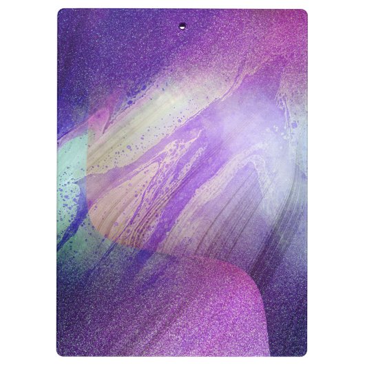 Abstracte Glittering Neon Magenta Naam en Monogram Klembord (Achterkant)