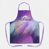 Abstracte Glittering Neon Magenta Naam en Monogram Schort (Voorkant)