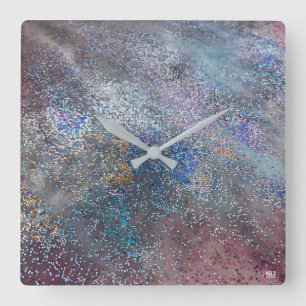 Abstracte glitterwandklok vierkante klok