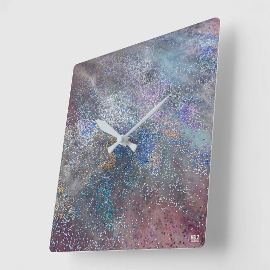 Abstracte glitterwandklok vierkante klok (Hoek)