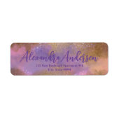 Abstracte Glittery Paarse Gold Return Adres Label (Voorkant)