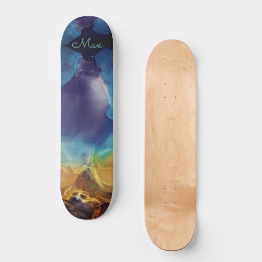 Abstracte gloed van brand en ijs persoonlijk skateboard (Voorkant)