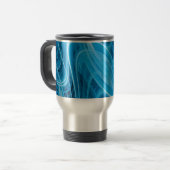 Abstracte gloeiende blauwe lijnen reisbeker (Voorkant links)