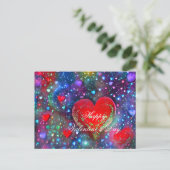 Abstracte gloeiende harten valentijn briefkaart (Staand voorkant)