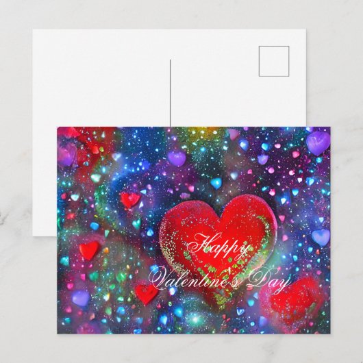 Abstracte gloeiende harten valentijn briefkaart (Voorkant / Achterkant)