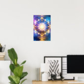 Abstracte gloeiende Lotus Mandala Poster (Thuiskantoor)
